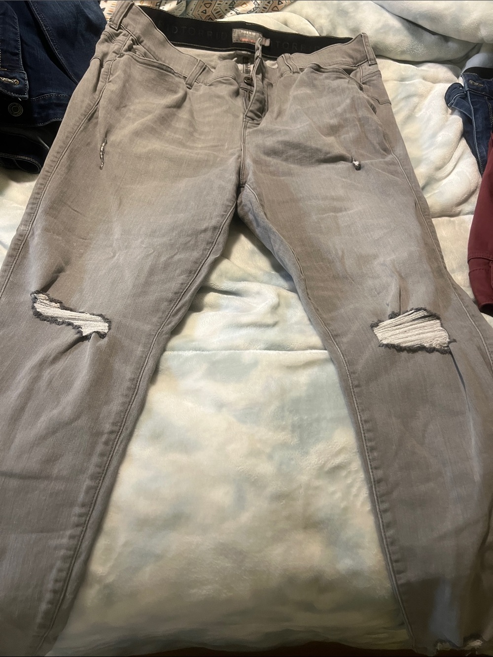 torrid Grey Skinny Ripped Jeans